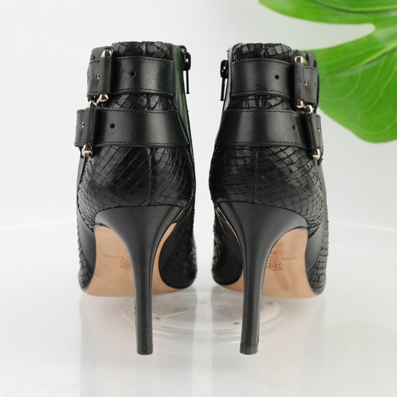Ann Taylor Womens Boots Size 9 Black Leather Snake High Heel Elegant Booties - Picture 5 of 11